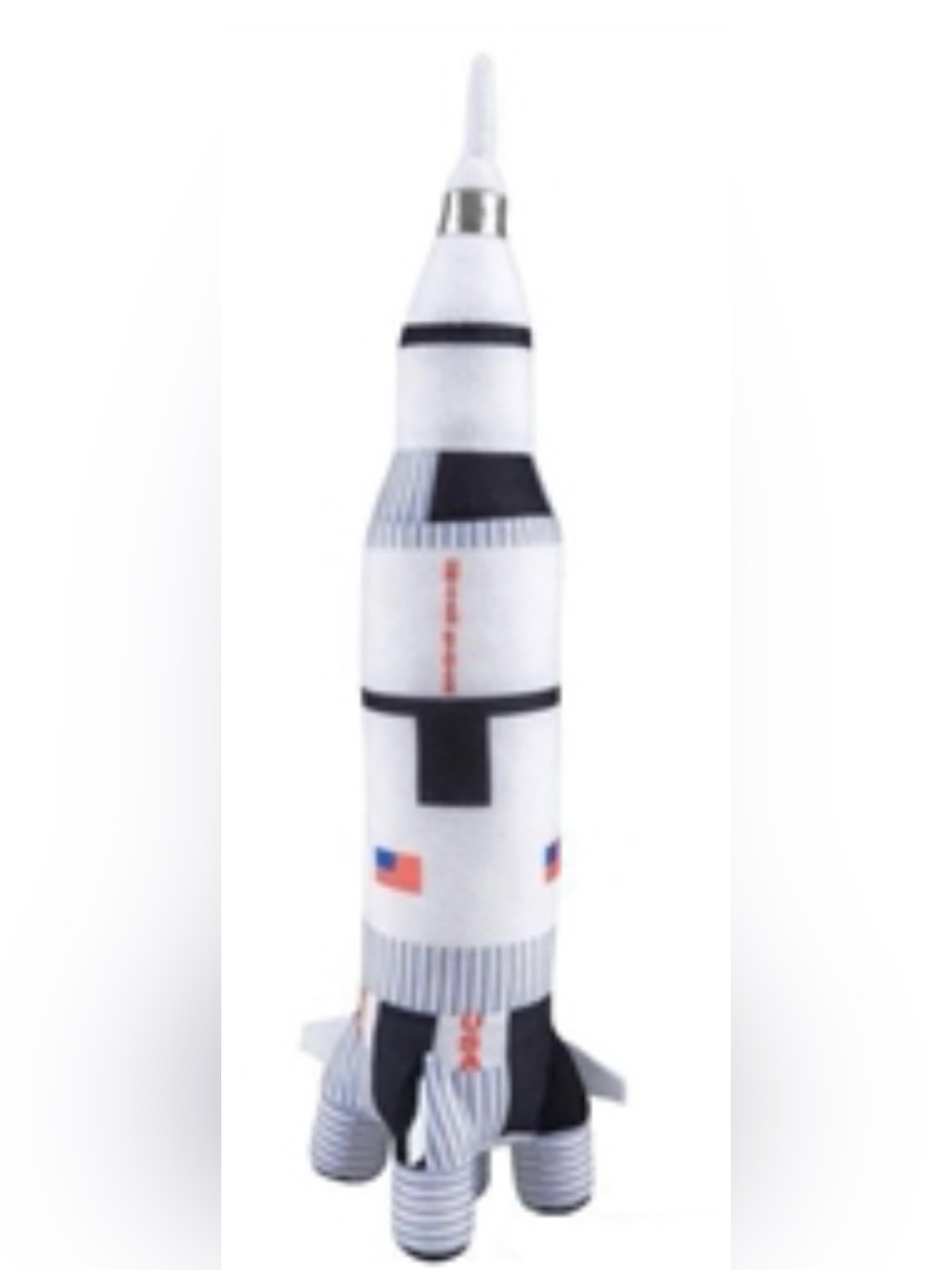 Plush White Rocket TOY with flag & USA. New!